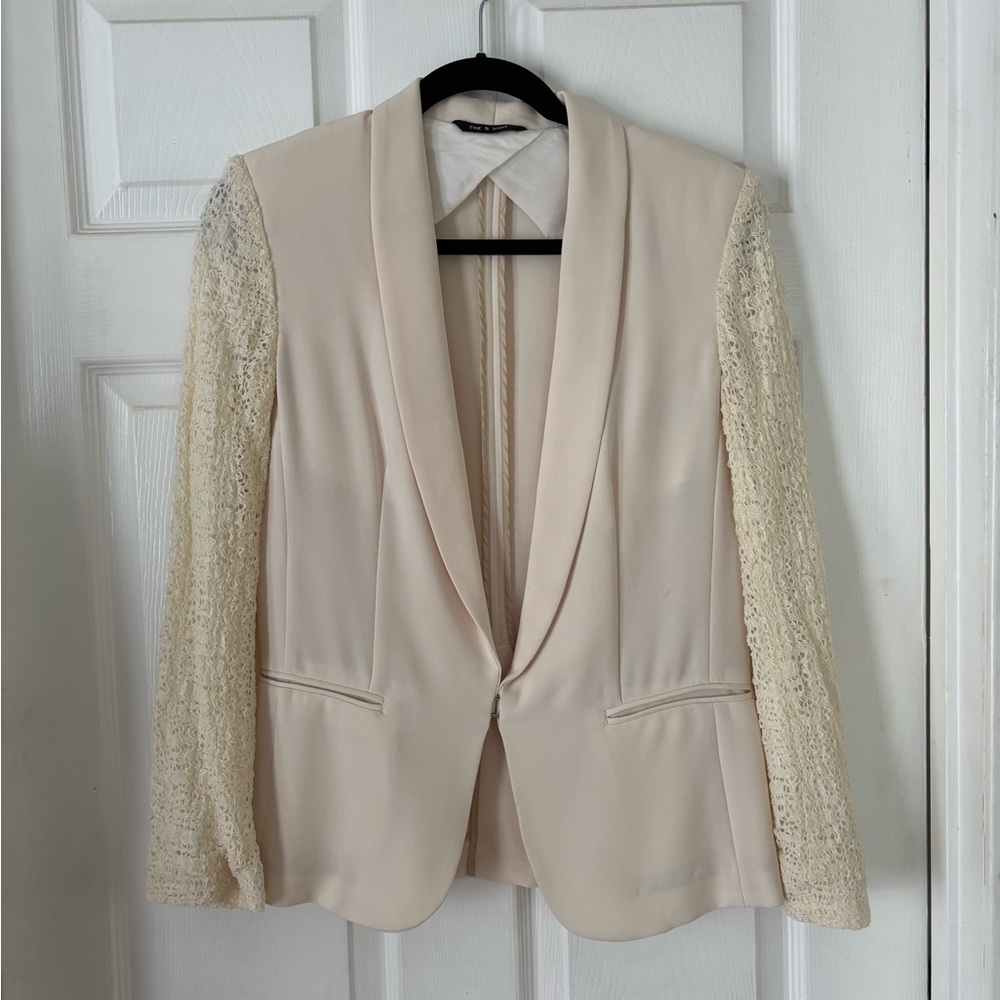 Elegant Cream Lace Sleeve Blazer from Rag & Bone